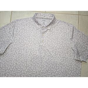 Jonnie-O Men’s XXL Golf Polo Shirt Floral All Over Print Gray Stretch